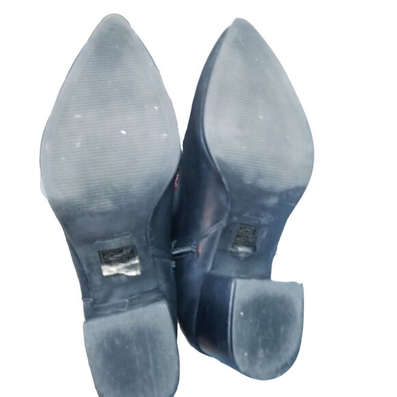 Aldo black leather pointy toe chunky heel booties size 8.5 - Picture 12 of 12